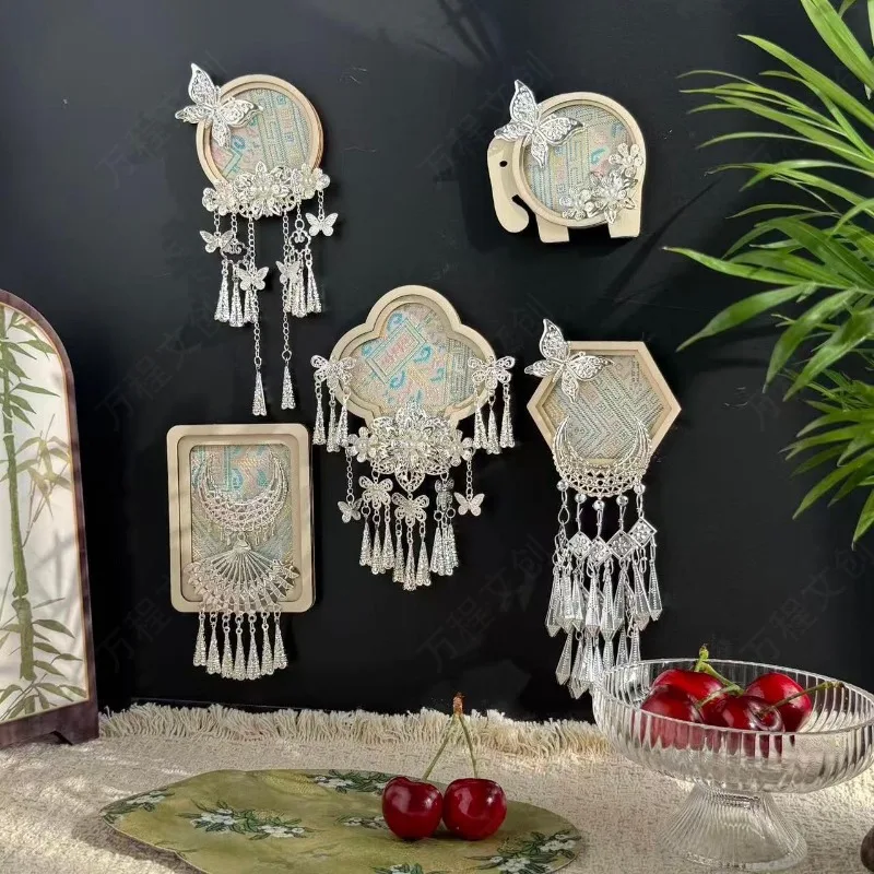 Unique Exquisite Traditional Guangxi Zhuang Brocade Cultural Creative Refrigerator Magnet Ethnic Style Handmade Home Decor Gift