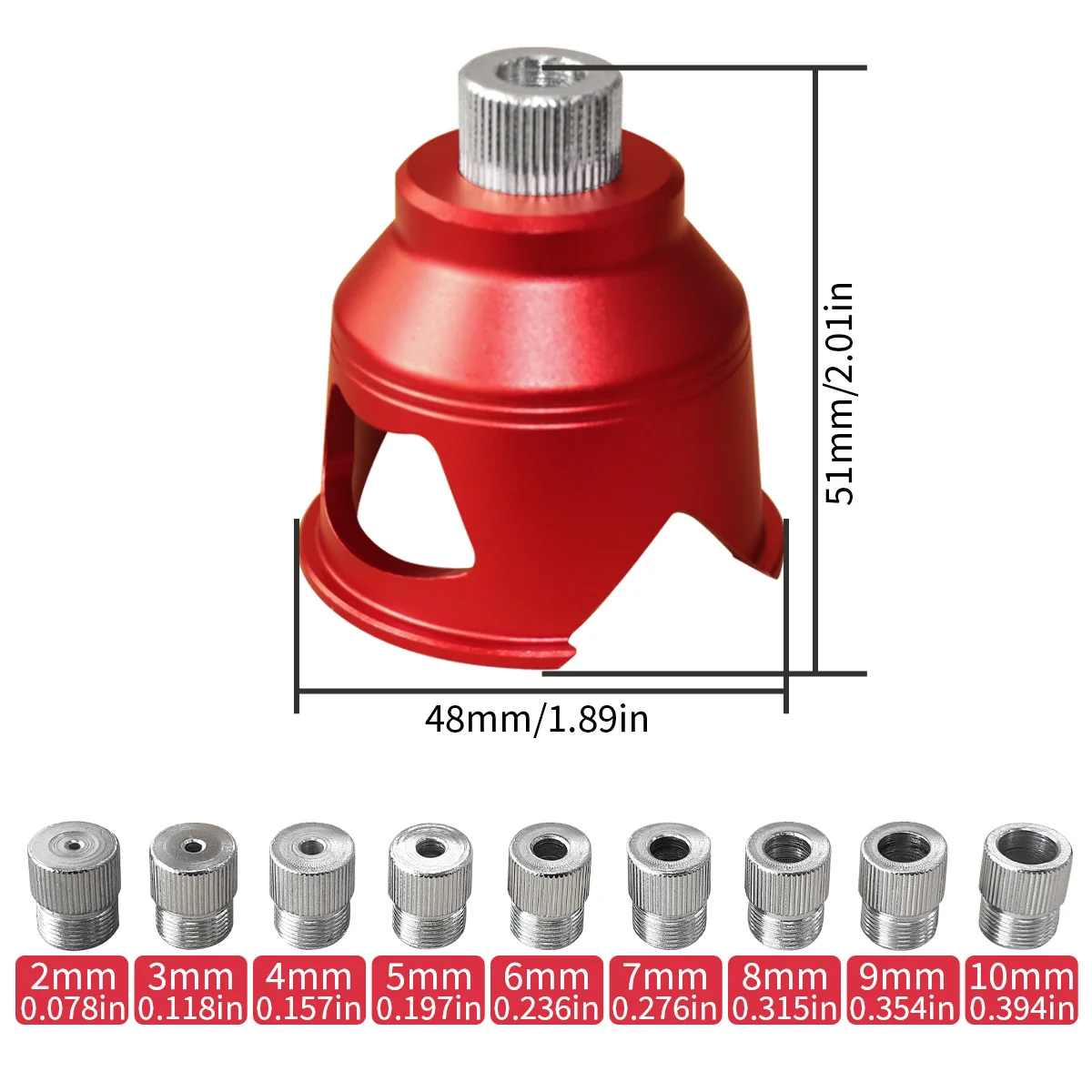 Aluminiumlegierung Vertikaler Bohrleitungs-Dübel-Vorrichtungssatz, 2-10mm Verstellbarer Bohrpositionierer für Holzbearbeitung, Tischlerei, DIY-Werkzeug – Detail 4