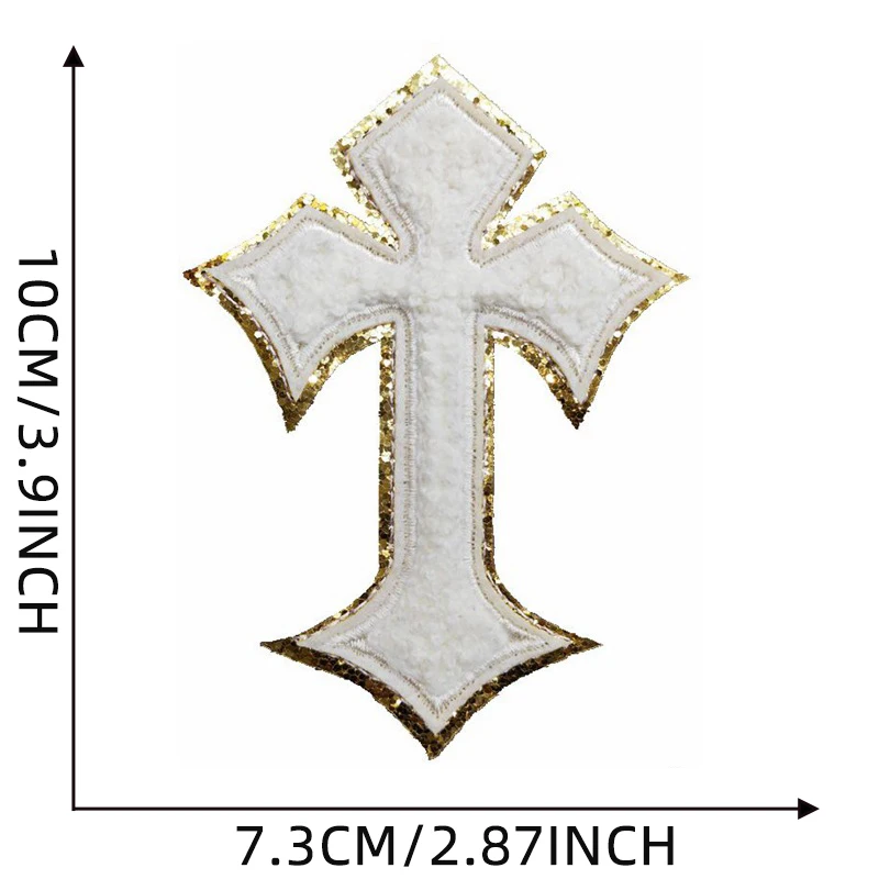 Multicolor Chenille Cross Patches Embroidery Patches for Clothes Thermoadhesive Jackets Jesus Jerusalem Iron on Patch Stickers