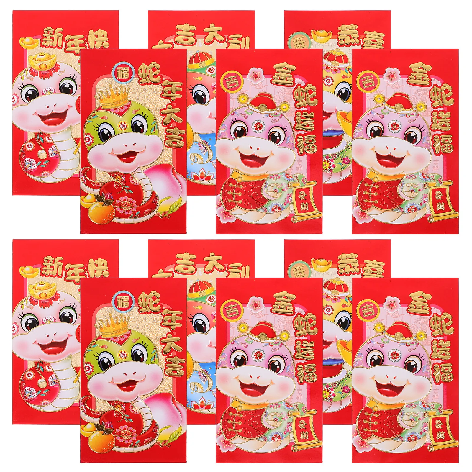 

30 шт. красных конвертов на Год Змеи, китайский Новый год, пакеты для денег на удачу, праздничные подарочные конверты для денег на Лунный фестиваль