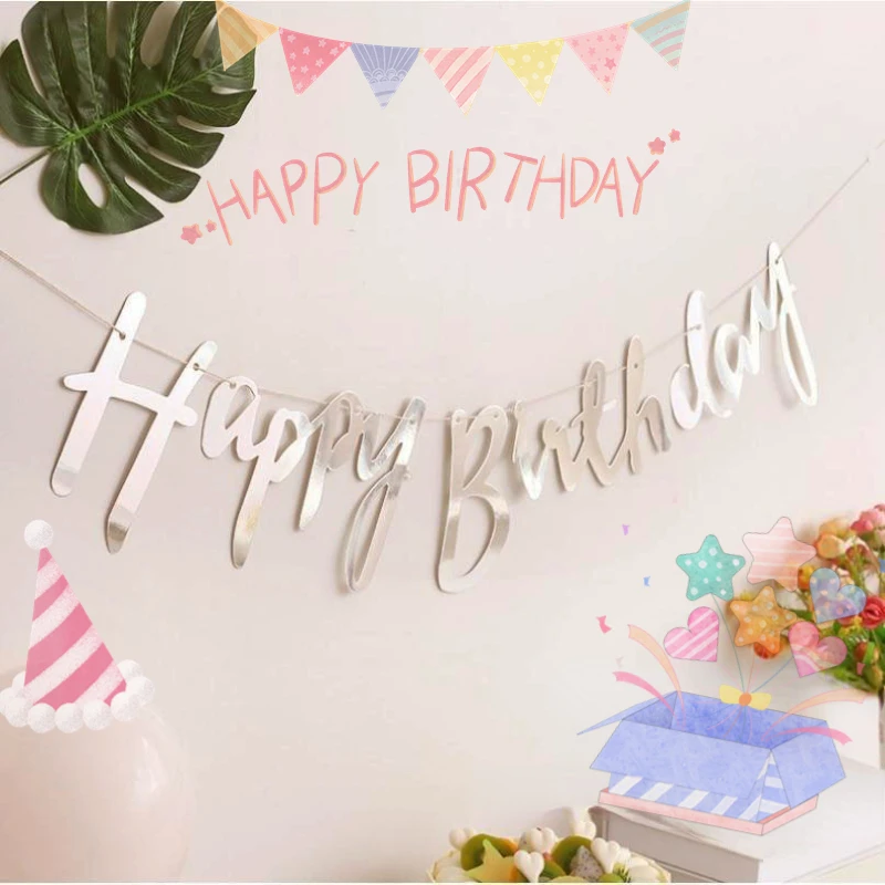 5 m Happy Birthday Banner Wimpelkette aus Papier, Geburtstag, Hochzeit, Party, Hängegirlande, Banner, Zuhause, Geburtstagsschild, Babyparty-Dekoration – Detail 2