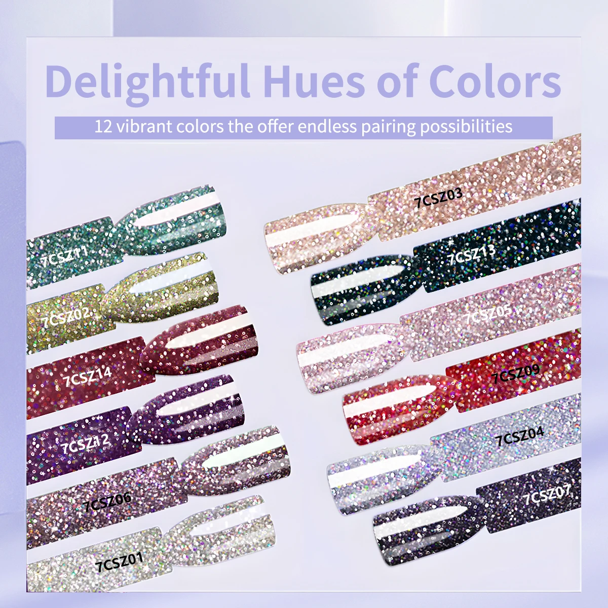 طقم طلاء أظافر جل 12 قطعة، لون لامع للربيع والصيف وردي أرجواني لامع لافندر شامبانيا، أظافر برايمر لامعة غير لامعة #6