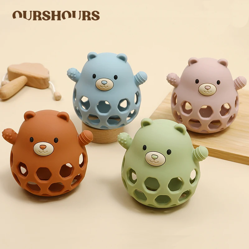 Jouets pour bébé ours de dessin animé, anneaux de dentition en Silicone sans BPA, cadeaux pour nouveau-nés, facile à saisir, anneau de dentition pour garçons et filles, jouet à mâcher