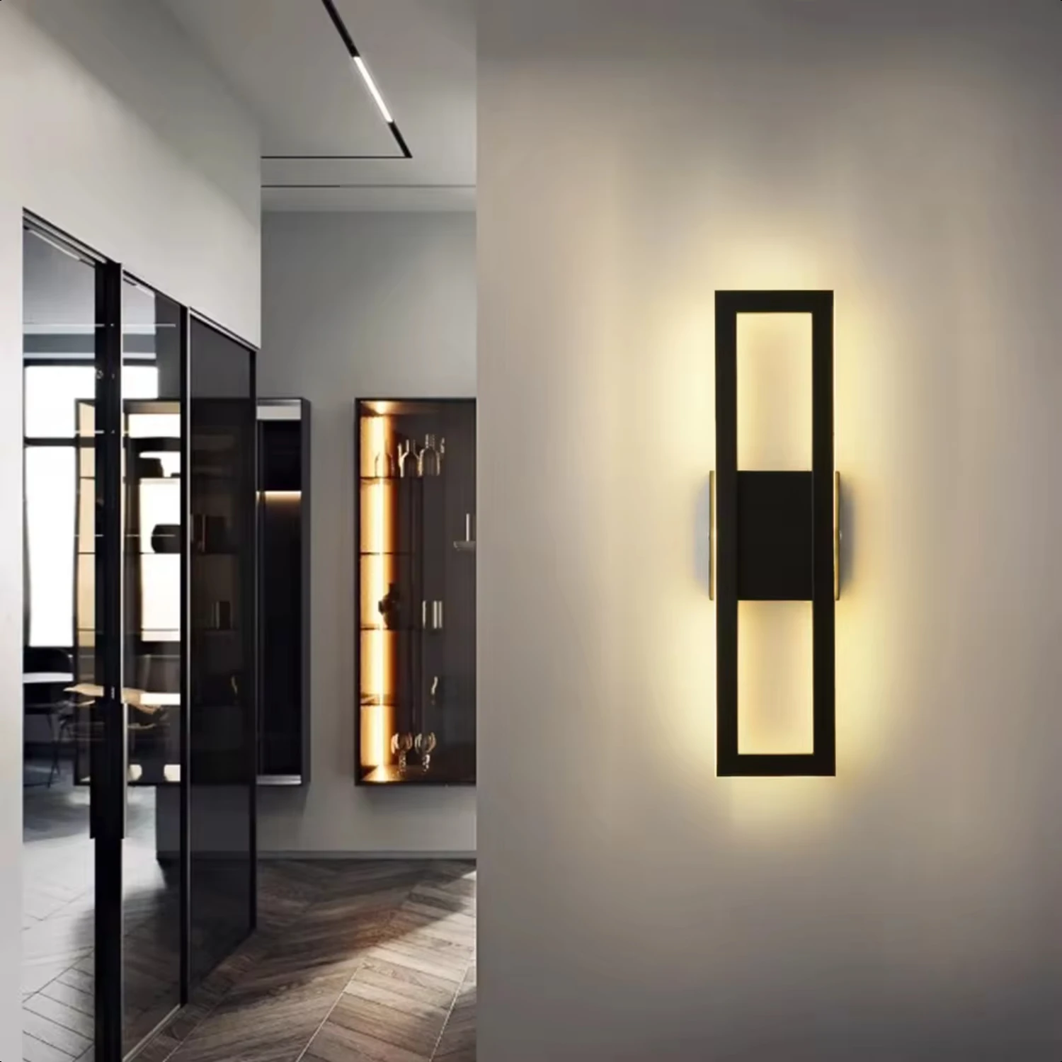Interior Modern Wall Mounted Lights, Long Wall Light, sala de estar, garagem, 19W, 15,74 polegadas, 3 cores