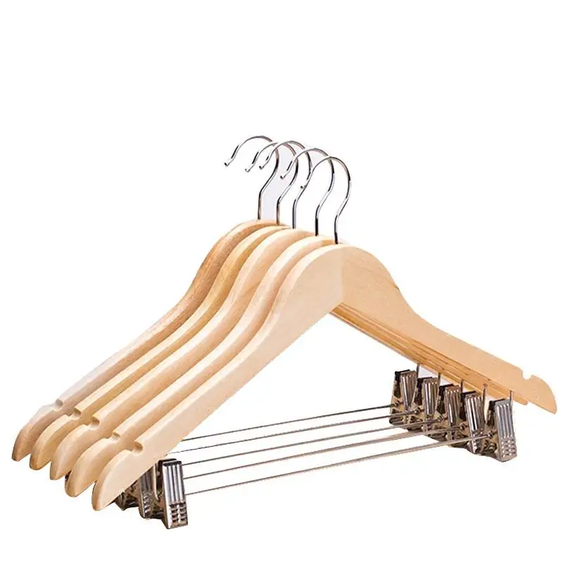 Multi Functional Wooden Clothes Hanger Suits Rack No Trace Clip Hooks Quality Hotels Stores Home Coat Dress Display Integrated