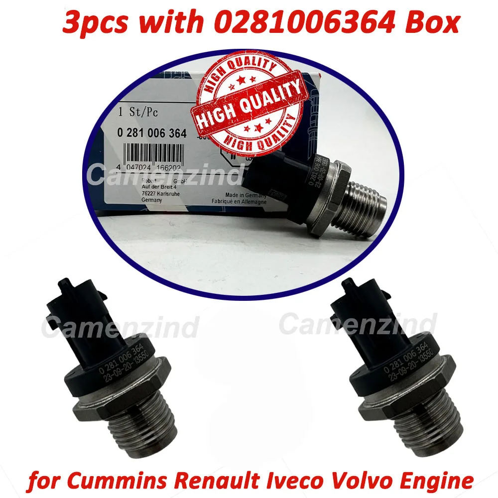 

3 шт. 0281006364 датчик давления в топливной рампе 0281006364 0281006035 0281006158 0281006425 0281002706 0281002707 для Fiat Volvo Opel