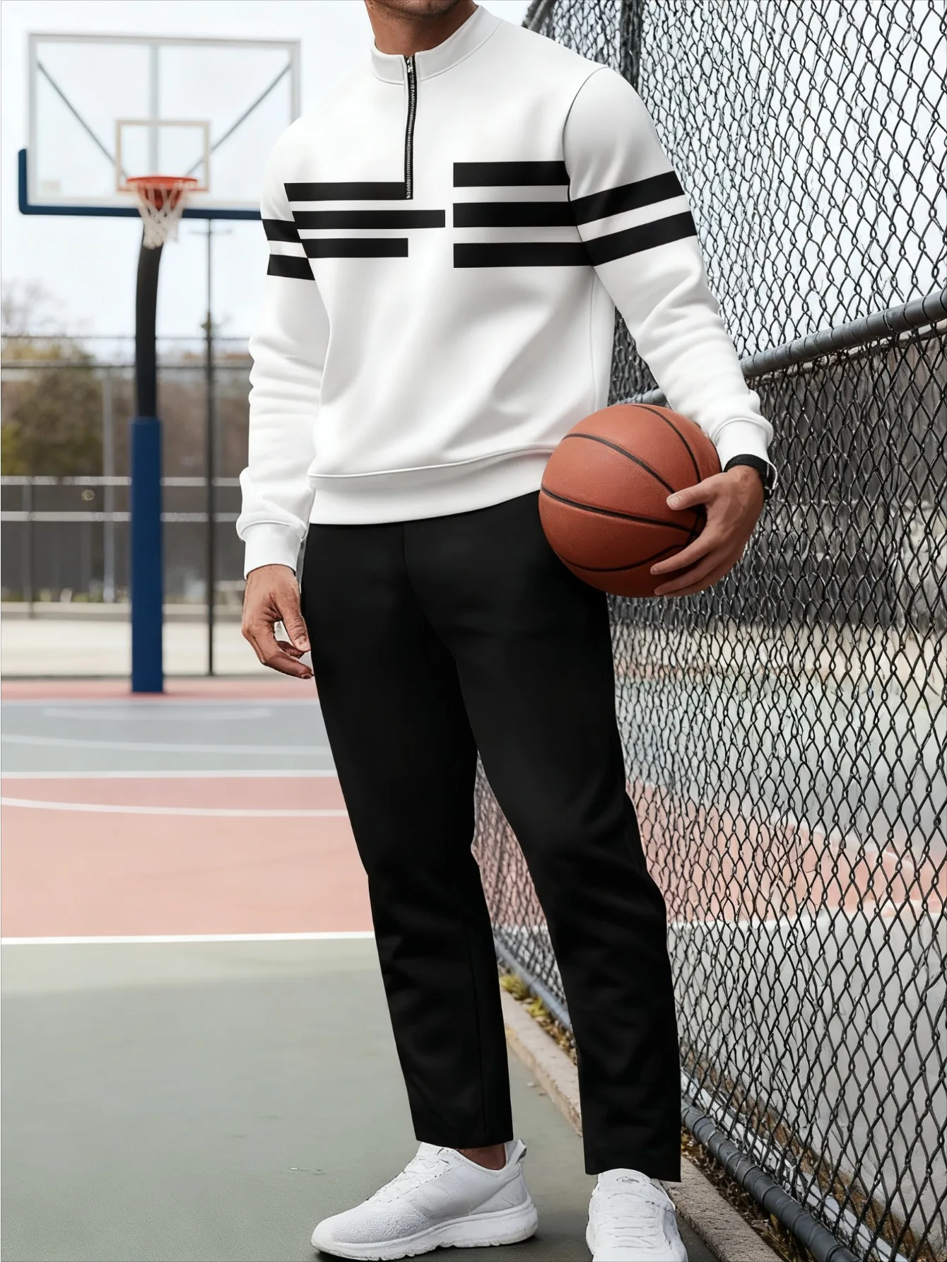 2-piece set, European and American men's fashionable sports long-sleeved top and long pants set