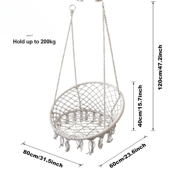 Hammock Chair Seat Beach Hammock with Stand 100kg Metal Swing Hanging Chair Outdoor Indoor Frame Chair Stand Home Garden