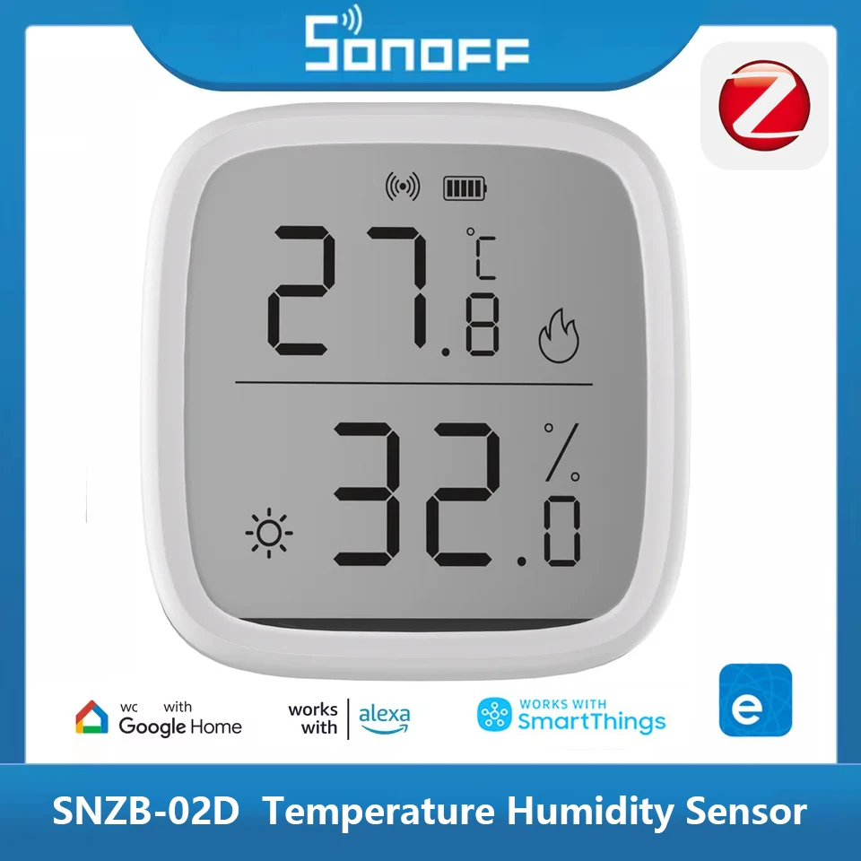 

SONOFF SNZB-02D Zigbee ЖК-экран, умный датчик температуры и влажности, умная сцена, работает с Alexa Google Assistant SmartThings