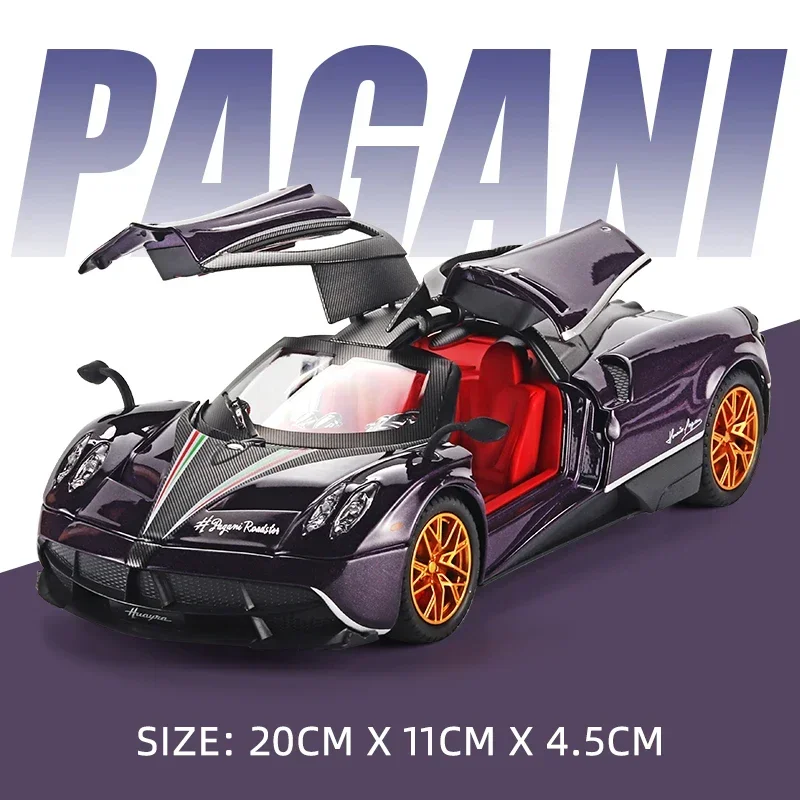 

1/24 Pagani Huayra Dinastia, литая под давлением модель автомобиля из сплава, игрушки, 4-дверные открытые звуки и света, откатные спортивные транспортные средства для детей, подарки