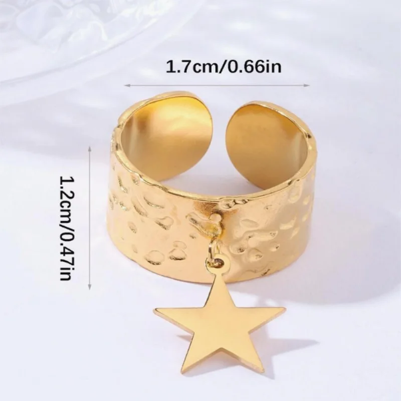 Korean Star Charm Open Ring For Women Gold SIlver Color Width Circle Smooth Metal Finger Ring Daily Wear Ins Party Jewelry