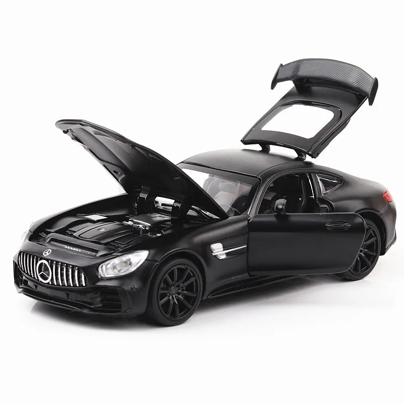 1:32 Mercedes Benz GTR AMG Sports car Simulation Diecast Metal Alloy Model car Sound Light Pull Back Collection Kids Toy A83