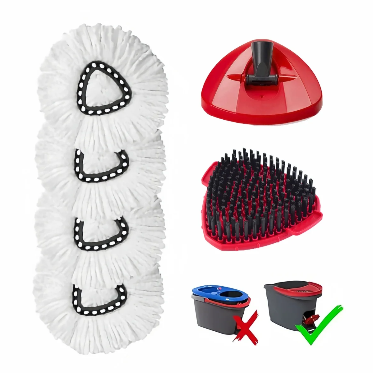 Reusable Mop Head Replacement For O-cedar / Vileda EasyWring 1 Tank System, Mop Pad Base Refills, Scrub Mop Brush Head Accessori