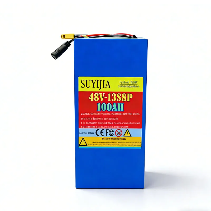 48V 13S8P 100Ah 18650 Rechargeable Li-ion Battery Pack High-power with BMS for Motorcycle, Scooter, Bicycle 250-1500W