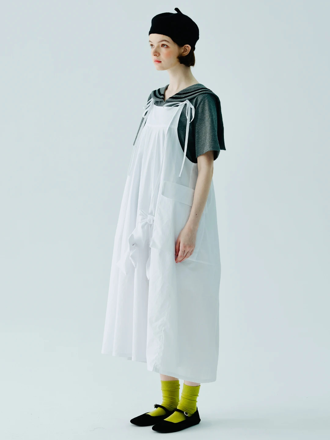 imakokoni original design pure cotton bow white temperament senior sense suspender dress female niche 234114