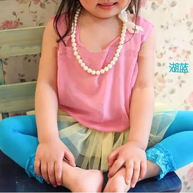 Spring Summer Baby Girls Lace Fungus Leggings Solid Candy Color Velvet Children Stockings Knee High Long Pants for Kids Clothing