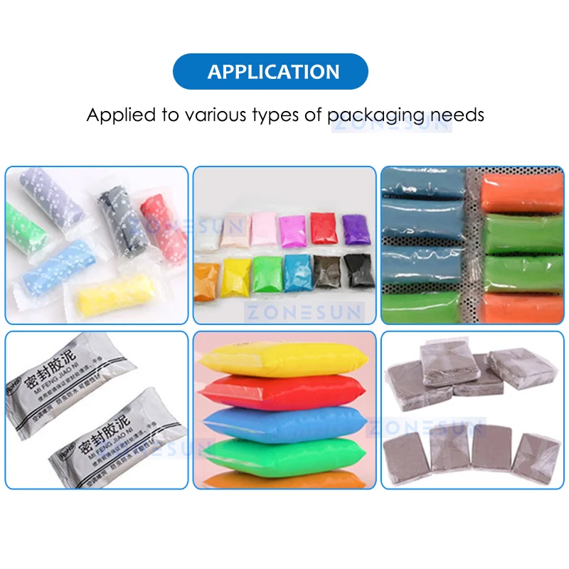 ZONESUN Horizontal Flow Bagging Machine Automatic Plasticine Sealant Feeding Cutting Sealing Packing Mass Production ZS-HYS450N