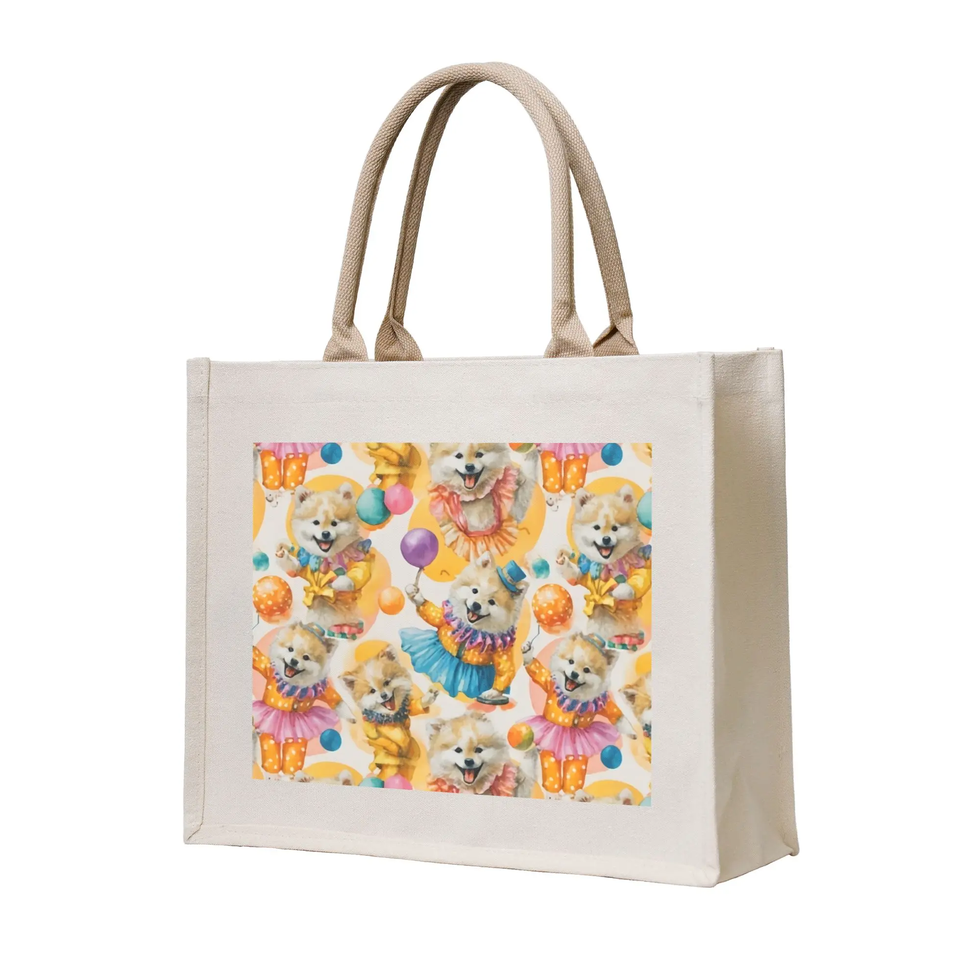 Custom Pomeranian Circus Aesthetic Pomsky Shopping Bags Women Portable Big Capacity Groceries Dog Lover   Tote Shopper Bags