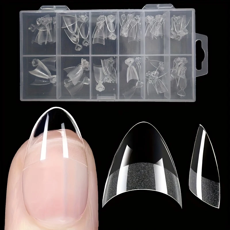 120/240 pcs Half Cover Almond Fake Nails Half Matte Pre Buff Acrylic Nails Extra Short Almond Shape Gel Nail Tips 12 Sizes
