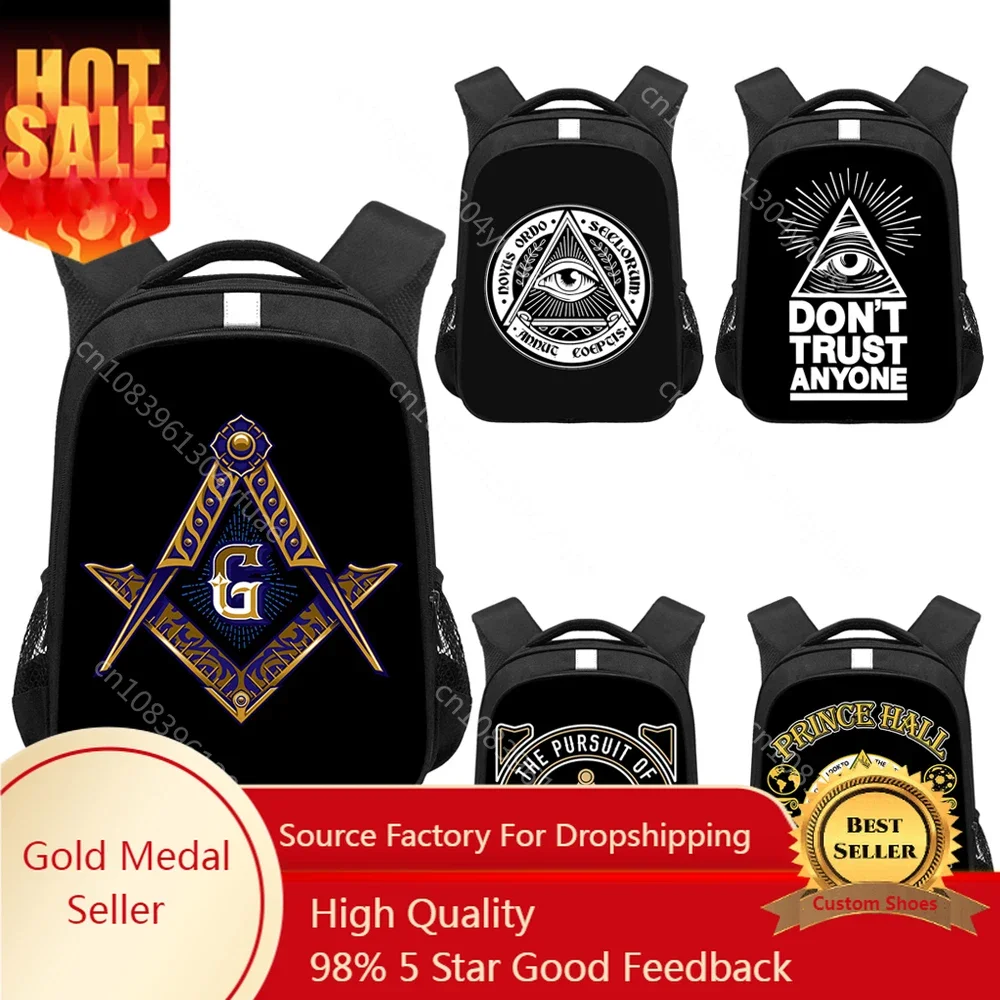 Masonic Illuminati Pyramid Eye Backpack Freemason Travel Rucksack All Seeing Eye Children School Bags Teenager Laptop Backpacks