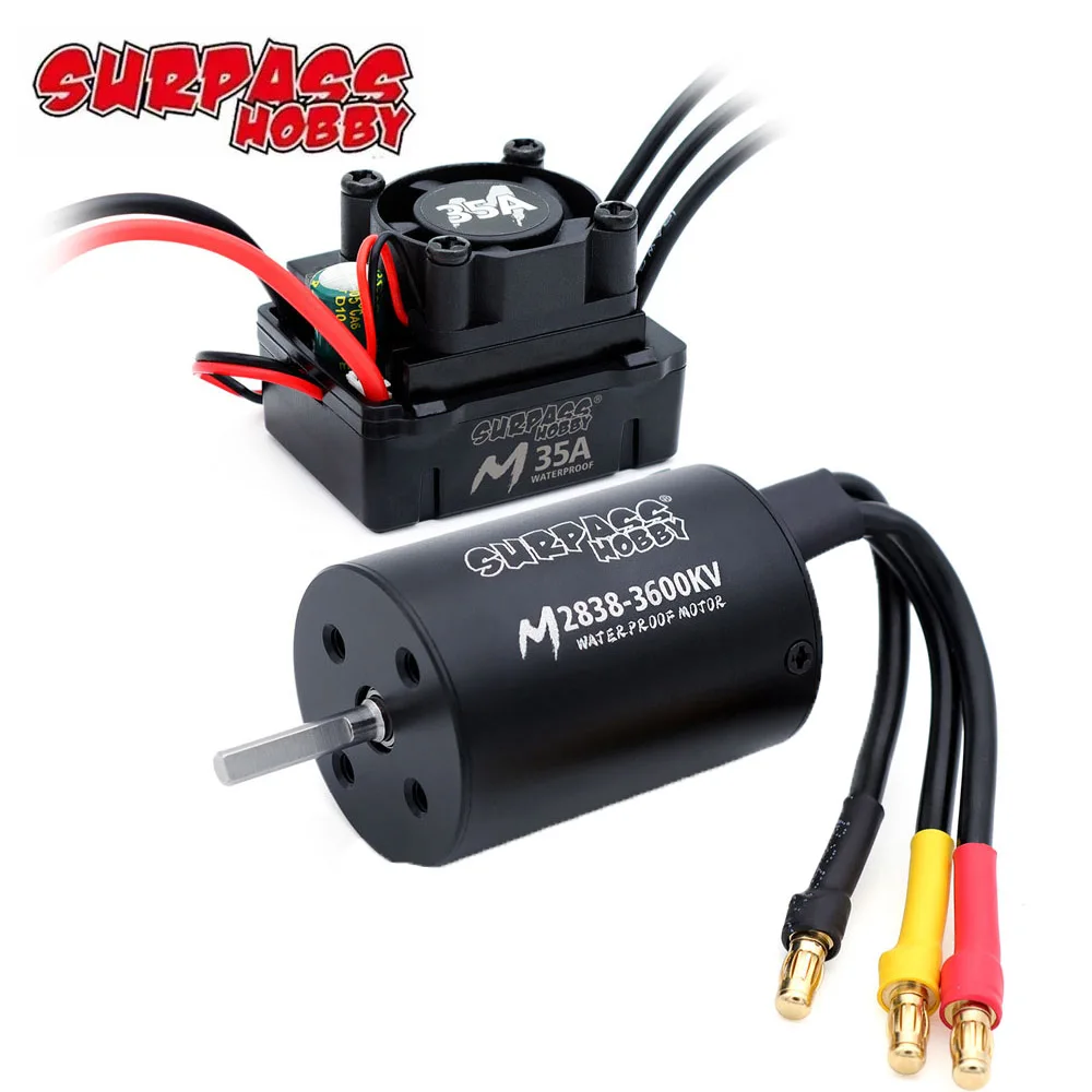 SURPASS HOBBY Водонепроницаемый M2838 M2845 3200KV 4300KV 3100KV 4400KV Бесщеточный двигатель M35A/M45A ESC для 1/12 1/14 1/16 RC Car Boat