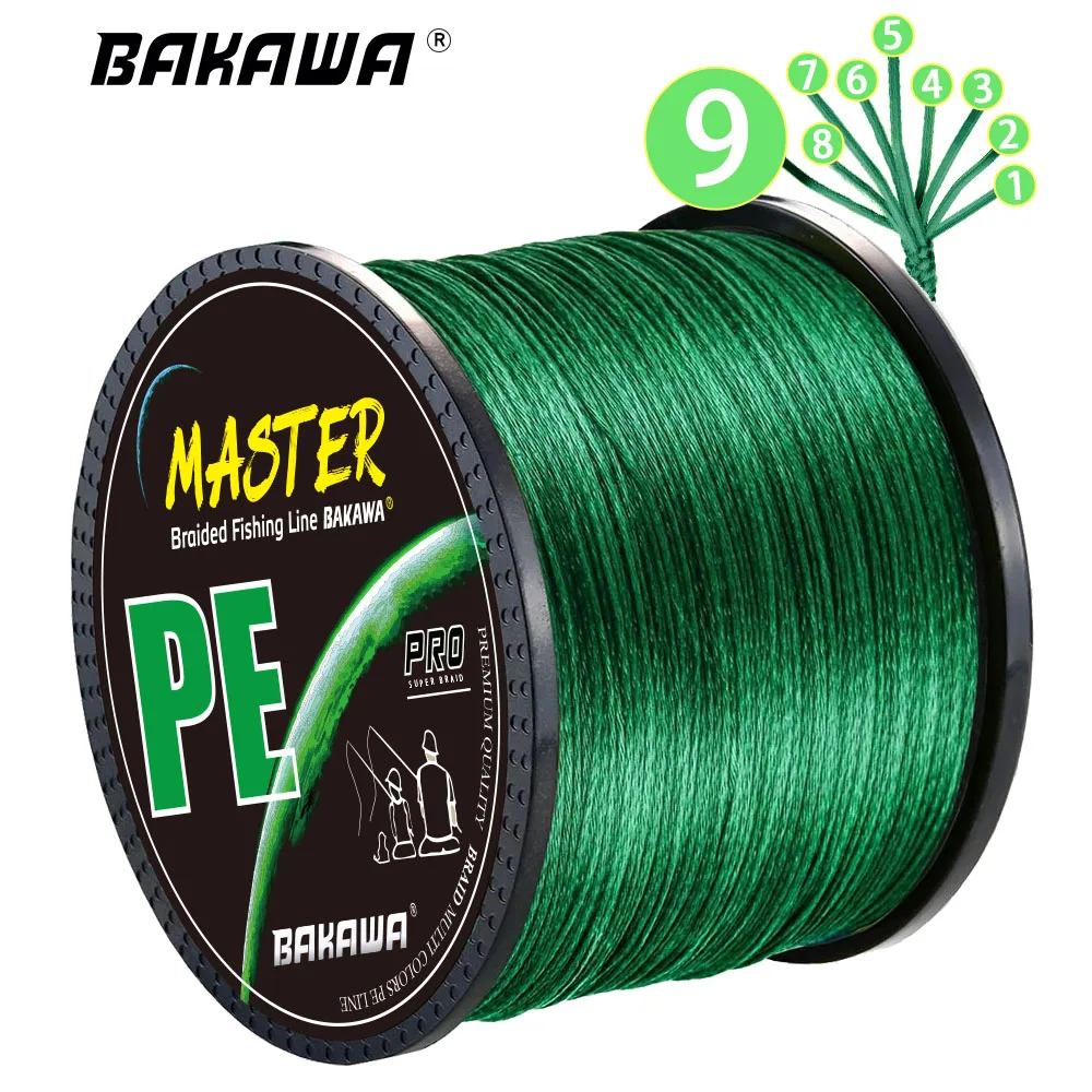 

BAKAWA New 9 Strands PE Fishing Line 100M 300M 500M 1000M Japan Multifilament Carp Wire Sea Lines 22-100LB Super Strong Pesca