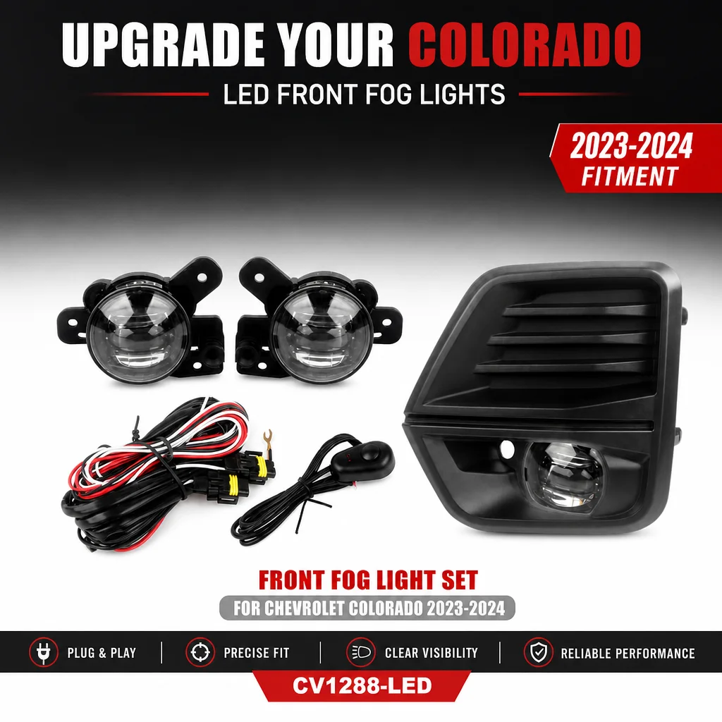 LED Fog Light Assembly for Chevy Colorado 2023-2024 Driving Lamp Pair Direct Replacement