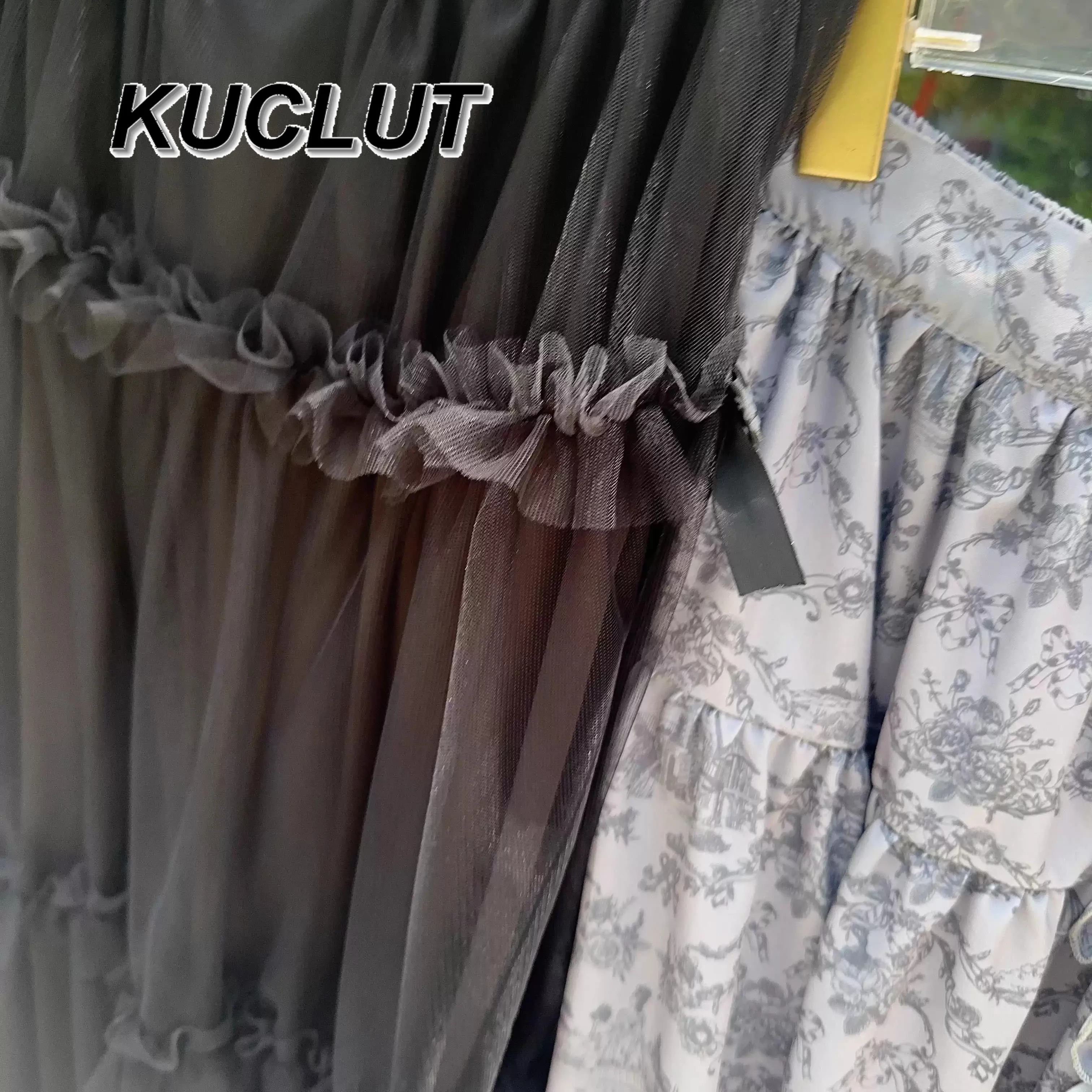 กระโปรงทรงเอ midi สไตล์ฝรั่งเศสสำหรับผู้หญิง ฤดูร้อน-ฤดูใบไม้ร่วง น่ารัก สวมใส่ได้สองด้าน เอวยางยืดอเนกประสงค์ ทรงเค้ก สไตล์ลำลอง