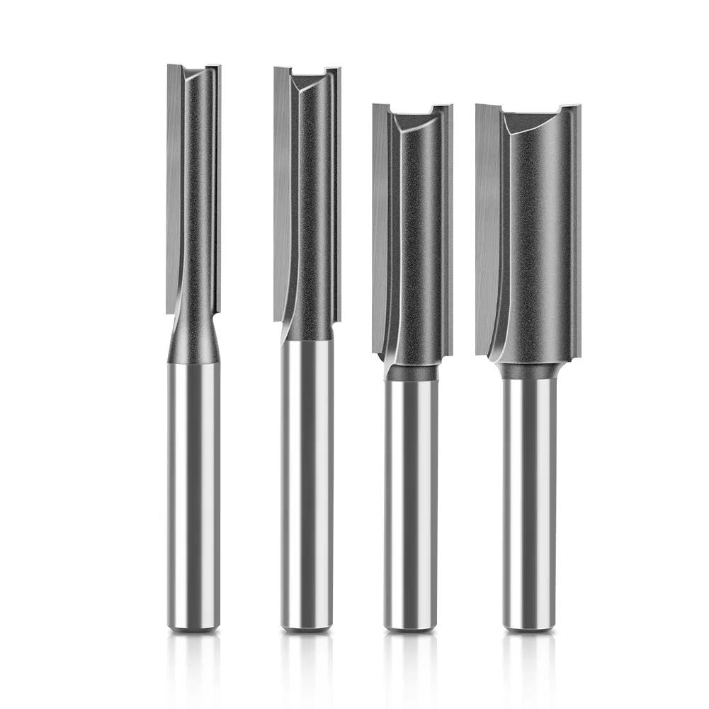 1 PC Single Double-edged Straight Cutter 1/4 Handle 1/2 Handle Woodworking Milling Cutter Trimming Machine Blade Slotting