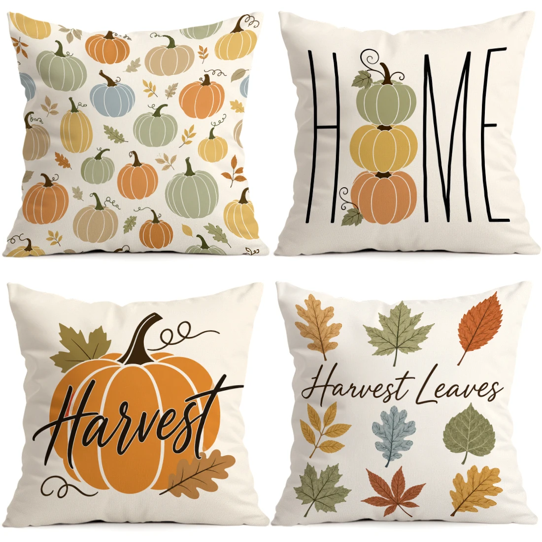 Simple Colored Pumpkin Autumn Leaf Cushions Pillowcase Polyester Cushion Cover Throw Pillow Pillowcover Home Car Sofa Decor
