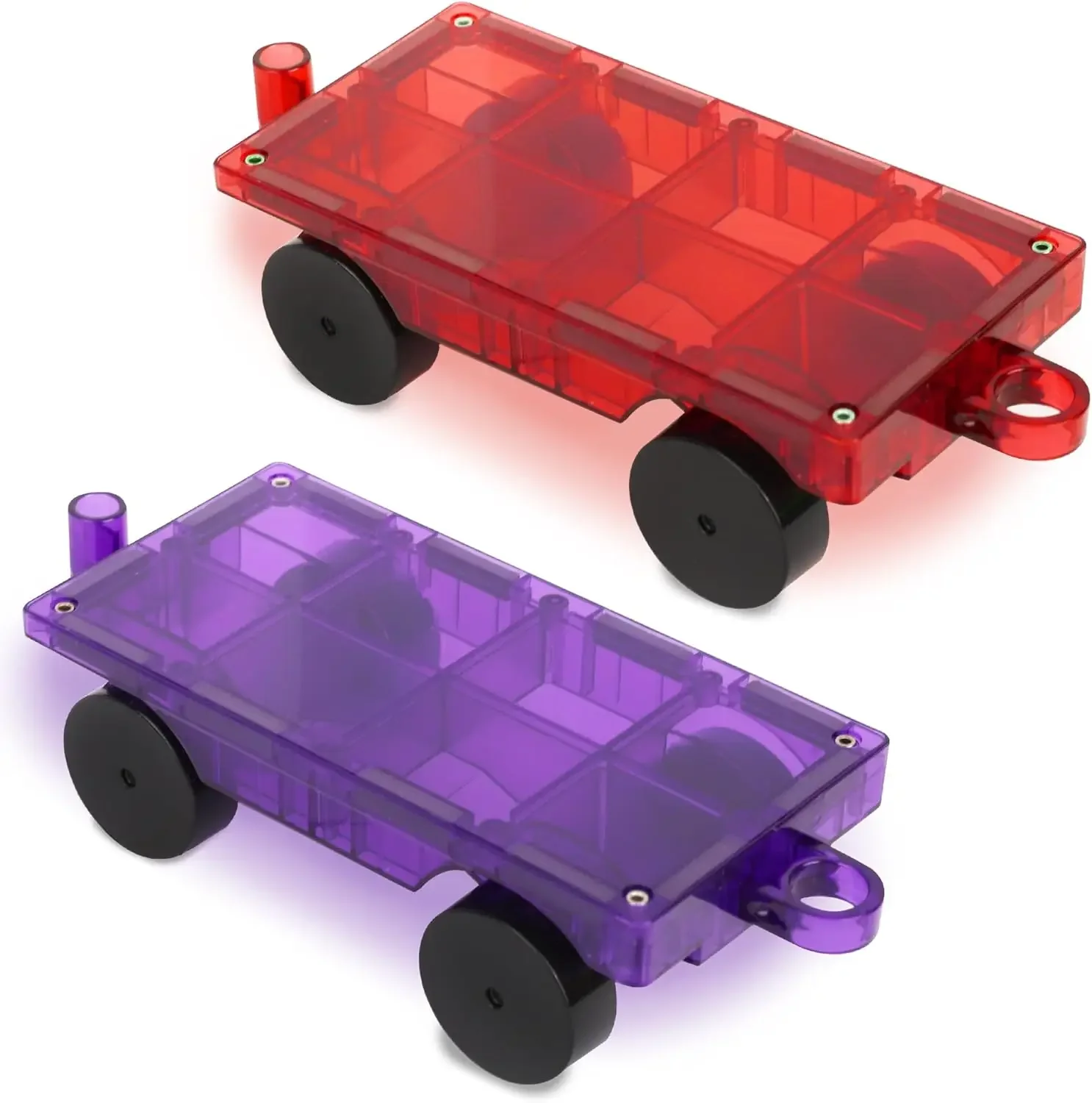 

2 Piece Car Set: with Stronger Magnets, STEM Toys for Kids, Use with All Magnetic Tiles and Blocks Sturdy, Super Durable with Vi
