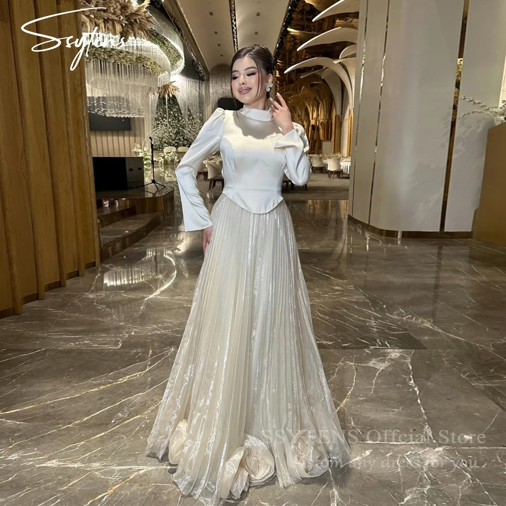

SSYTENS Modest Long Evening Dresses 3D Flowers A-Line Wedding Dresses 2 Pieces Dubai Formal Occasion Prom Gown 2026 Customized