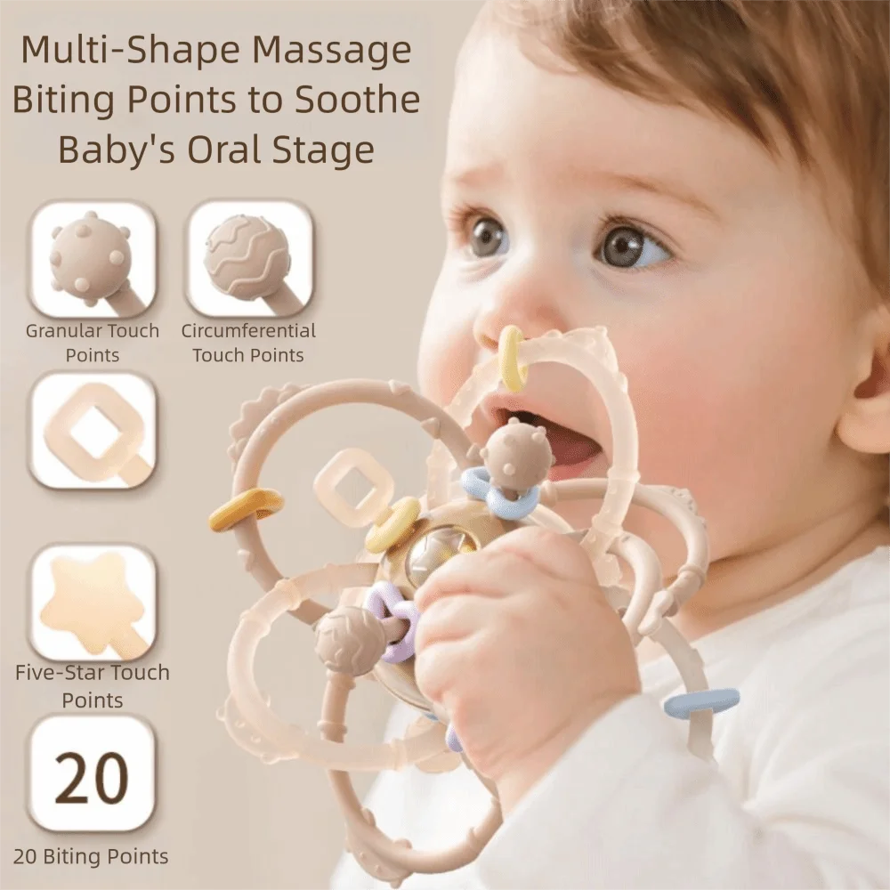 Rammelaar Zachte Siliconen Baby Grijpbal Kauwbare Hand Grijpbal Ronde Bal Bijtringen Rammelaar Baby 0-12 maanden