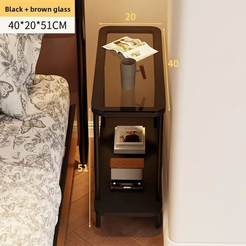 Bedside table Modern simple double-layer narrow-slit storage rack Mini edge table next to the sofa in the living room