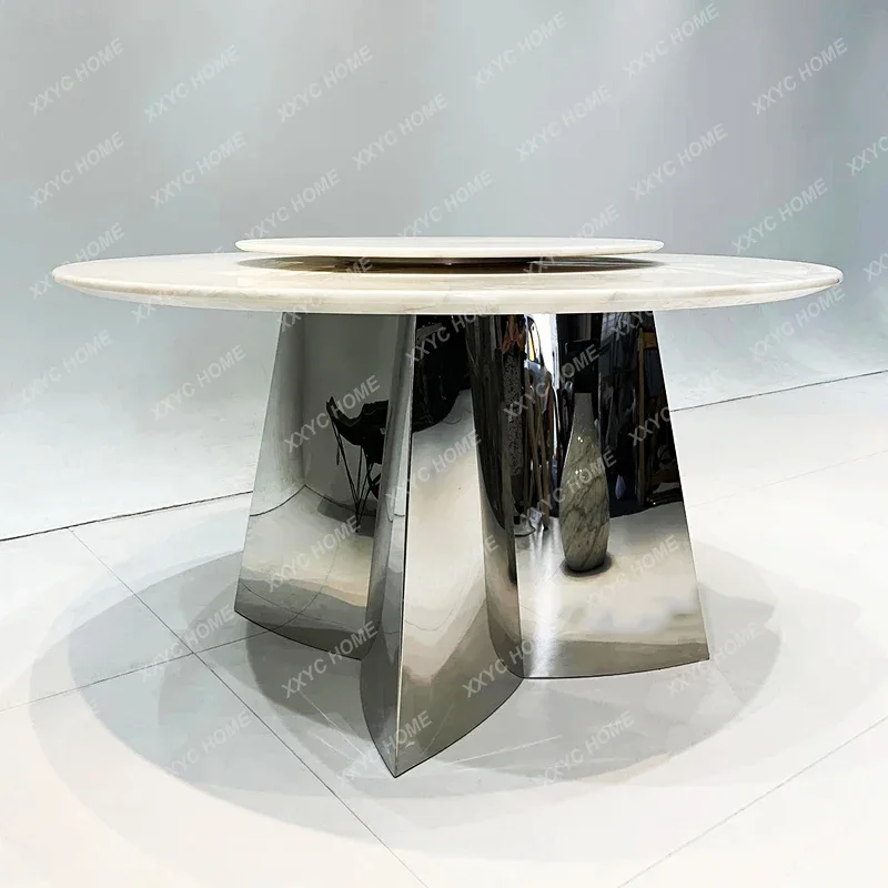 Mesa de comedor de mármol de jade de hielo Kali, piedra de lujo natural importada, mesa giratoria de comedor de mármol redonda