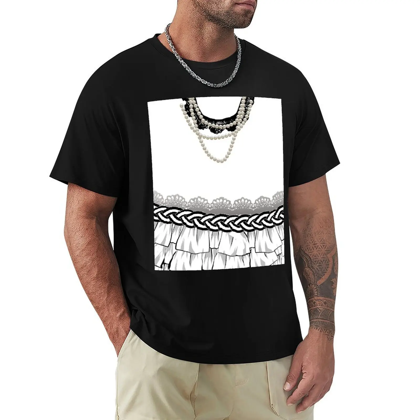 

Black&White Drawn Dress T-Shirt valentines clothes rapper graphic tees aesthetic clothes heavyweight t shirts for men