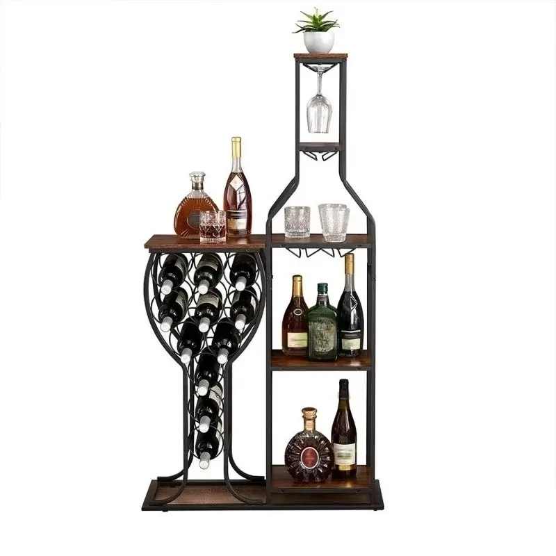 

【2026】11 Bottle Floor Wine Rack, 5-story Freestanding Wine Rack With Wine Glass Holder And Storage Rack For Family Bar, Living R