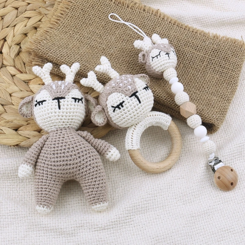 Klip Dot Bayi Termasuk Cincin Teether Bayi Mainan Boneka untuk Balita D5QA