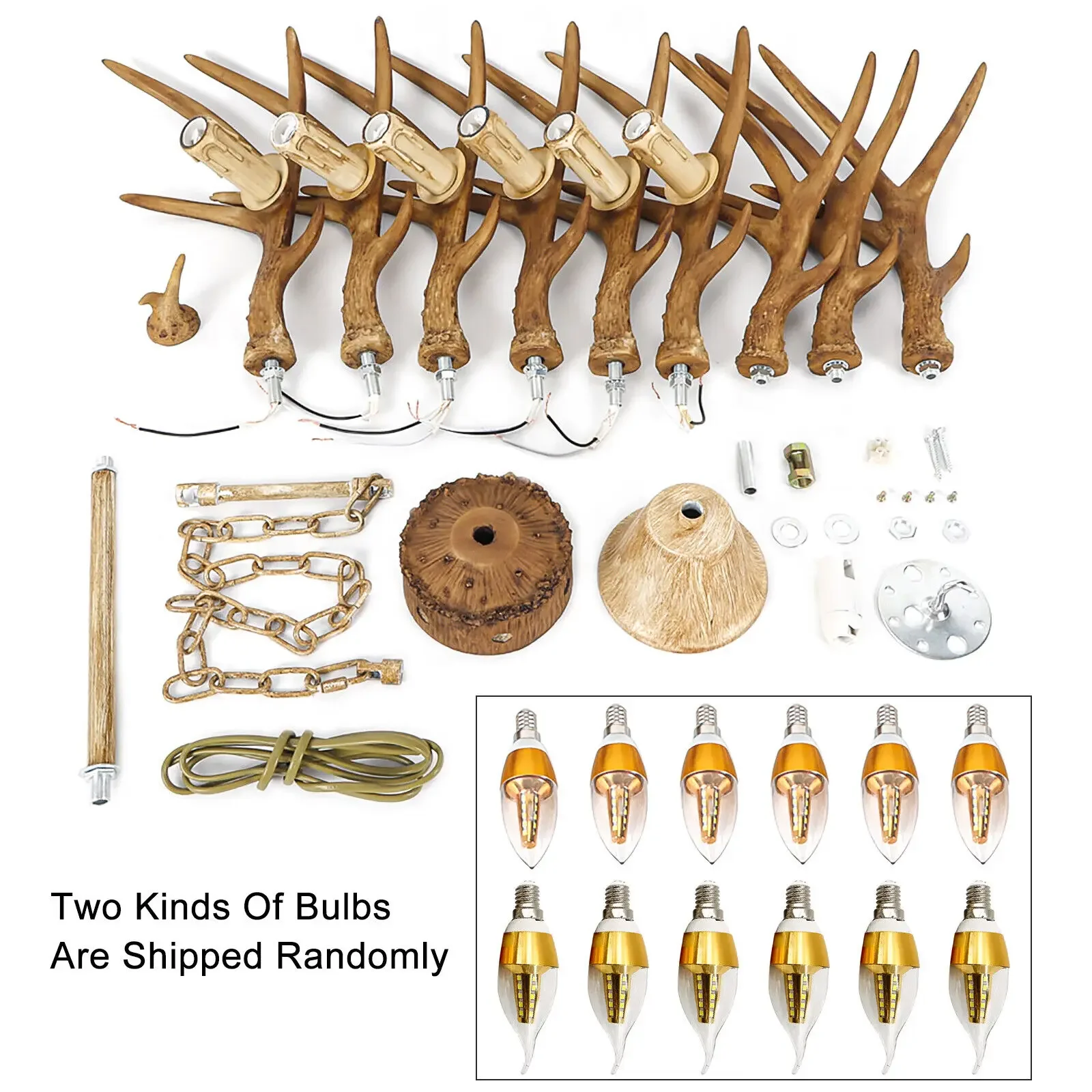 الرجعية البني قرن الوعل الثريا 6 رؤساء الغزلان القرن ضوء السقف قلادة مصباح 220 فولت #4