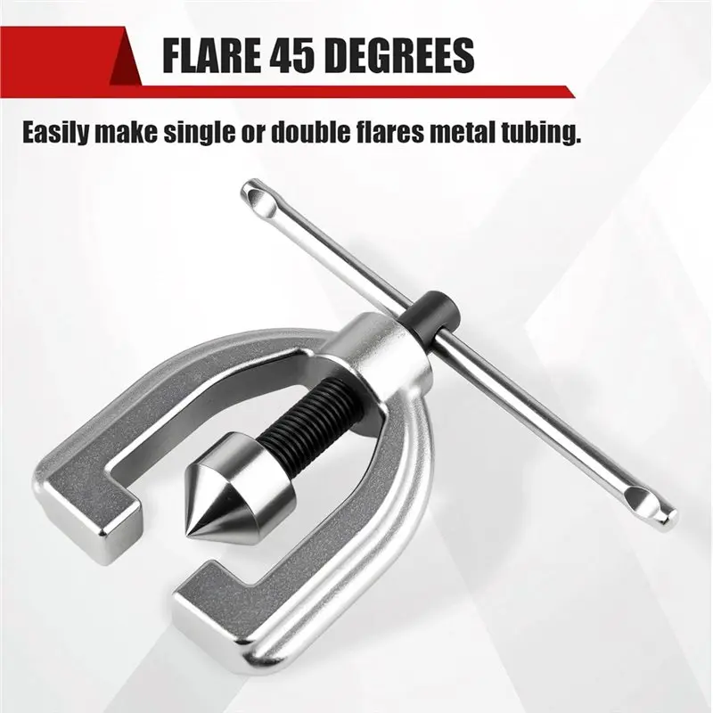 Brake Line Flaring Tool Kit- Double& Single Flare Functionality, 45 Degree Angle, Includes 5 Adapters For Brass Tubing, Copper