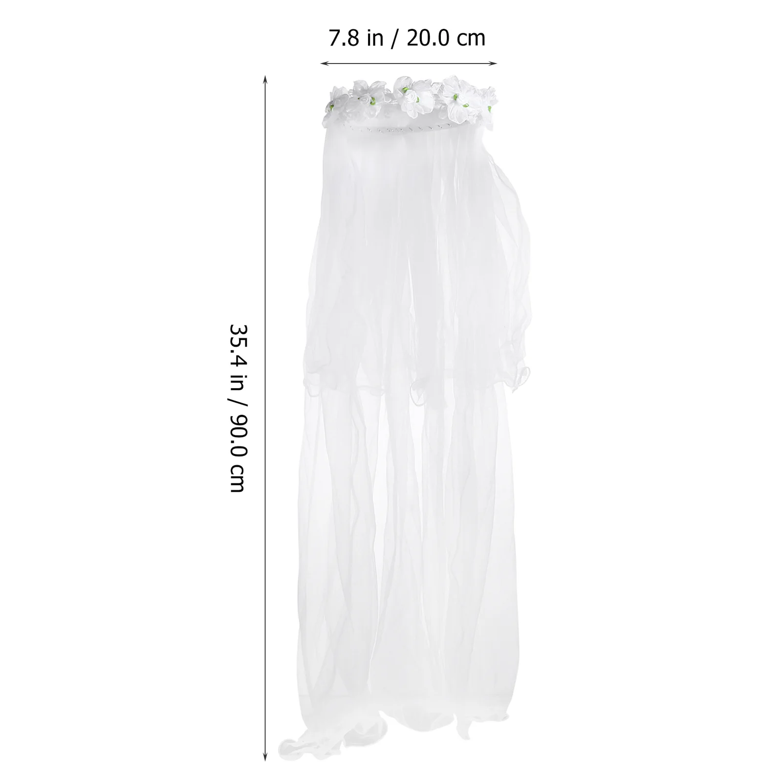 

White Veil Flower Headband Elegant Garland Crown for Photography Travel Headdress Wreath Hair Accessory Gift