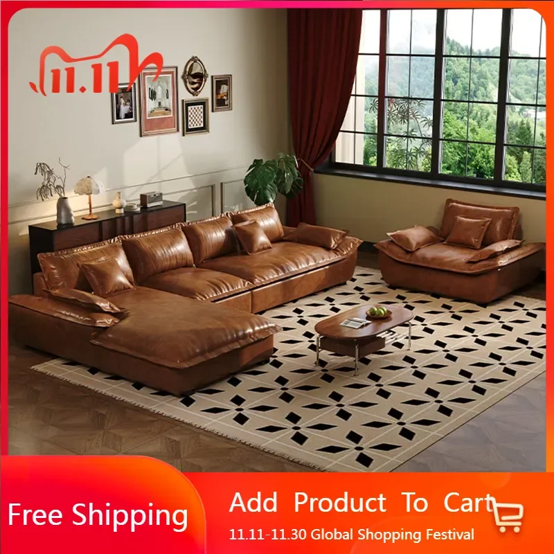 

Ленивые кожаные диваны для гостиной Love Seat Скандинавские минималистичные секционные диваны Современный расслабляющий наполнитель Sillon Cama Мебель для дома