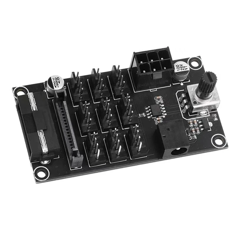 Полный компьютерный корпус ШИМ-контроллер скорости вращения вентилятора 9-полосный 12 В ШИМ 4-контактный мощный контроллер концентратора вентилятора регулятор вентилятора