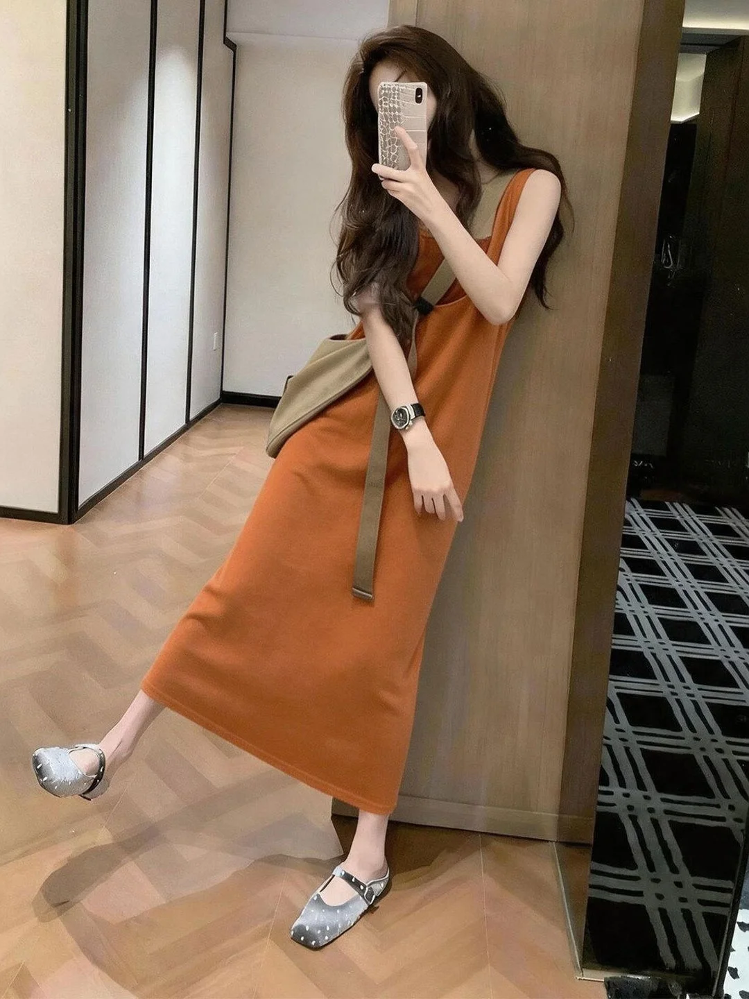 

Retro Unique Beautiful Strap Dress Inner Wear Two-Piece Set Elegant Whole Set OOTD Summer 2026 Casual Cotton Blend