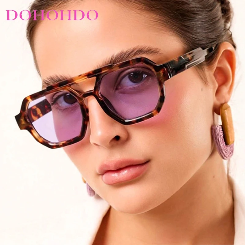 

Retro Double Bridges Polygon Frame Sunglasses Women Men Fashion Brand Outdoor Travel Driving Sunglasses UV400 Gafas De Sol Mujer