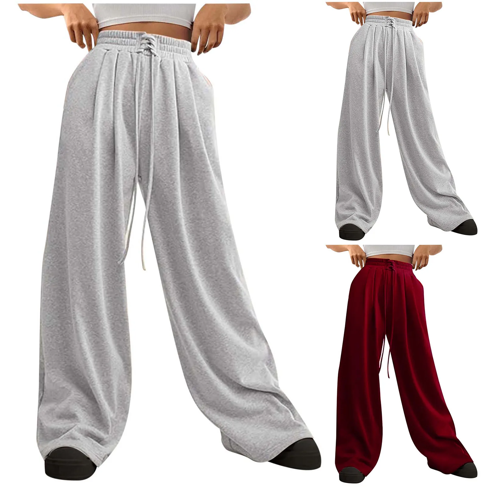 Lässige graue Jogging hose Frauen Herbst weites Bein Jogger Streetwear für weibliche All-Match übergroße lose Sport hose Damen