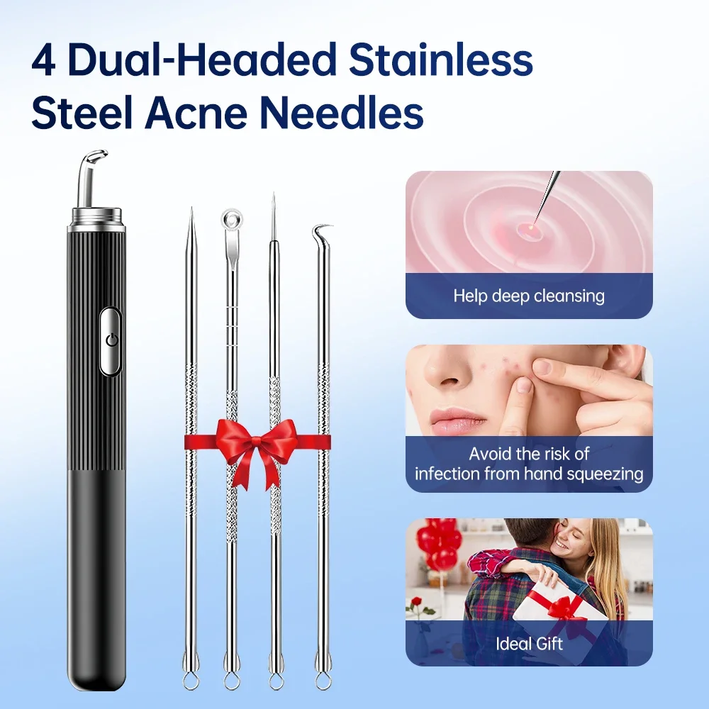 Visual Camera Blackhead Remover Stainless Steel Tools Pore Cleaner Pimple Acne Whitehead Comedone Extractor Skincare Tools Kit