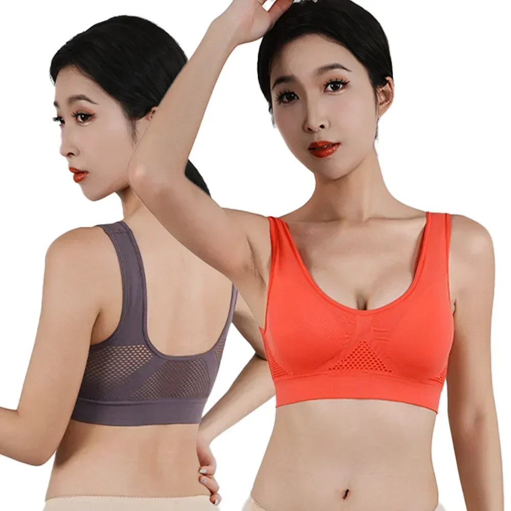 Women Large Sports Bra No Steel Ring Seamless Bra Anti Sagging Gathering Bralette Pad Gym Runing Bras Yoga Vest Underwear S-6XL