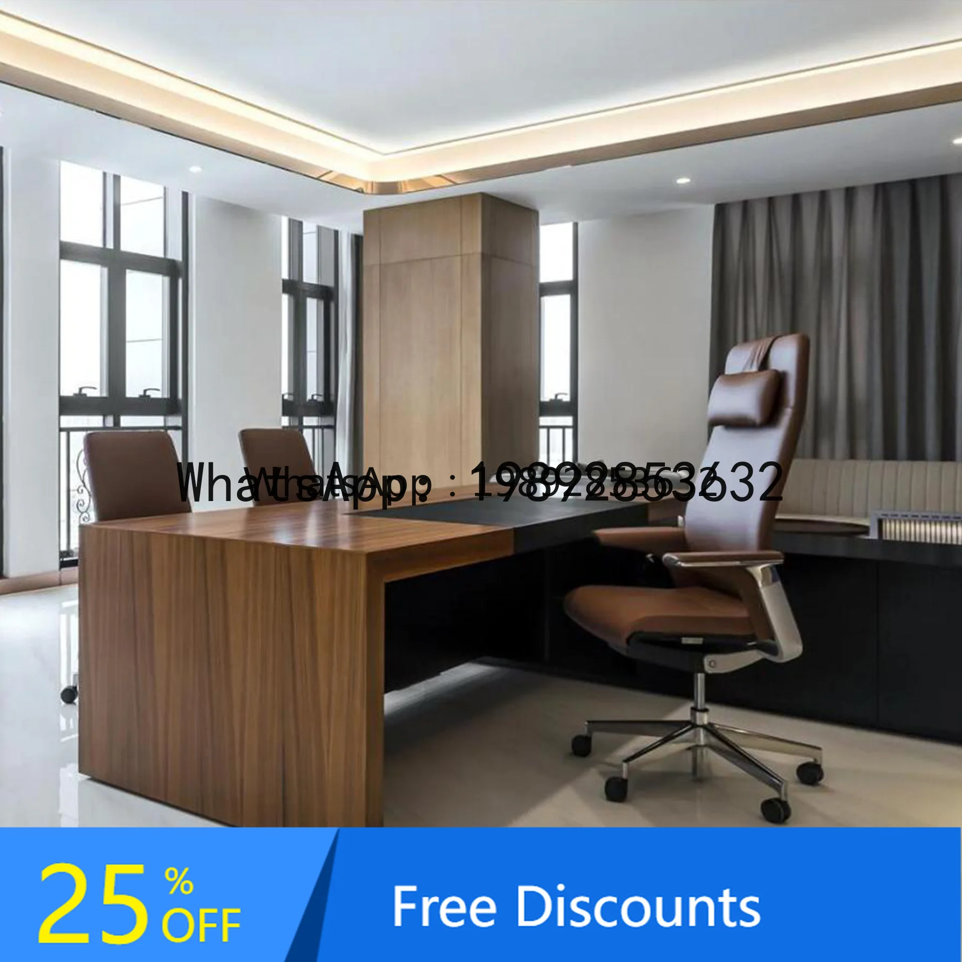 

Executive Office Leather Chair High Back CEO Work Chair Business Meeting Negotiation Home Study Adjustable Swivel Chair