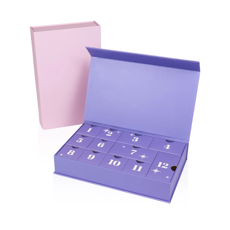 2025.Wholesale Stock Advent Calendar Box 12 Day Purple Natural Skincare Set Vegan Christmas Gift Women for Packaging Box - Image 6